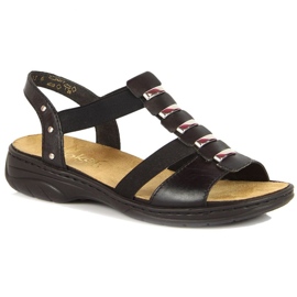 Sorte romerske sandaler i læder Rieker W 64580