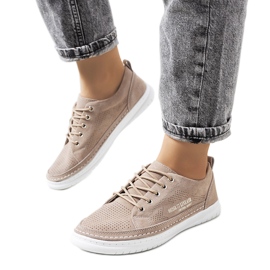 Valeska sneakers i beige læder