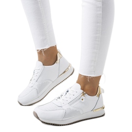 Kappers sneakers i hvid læder gylden