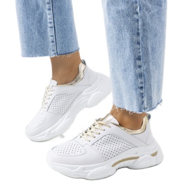 Eloise sneakers i hvid og guld i læder gylden