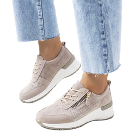 Zakiya sneakers i beige læder