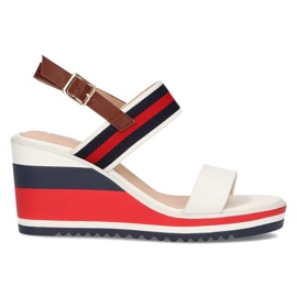 Sandaler på kilen Filippo DS2094 / 22 Wh Nv hvid rød marine blå