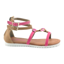 American Club Gladiator sandaler børnesko på den amerikanske pink lynlås lyserød brun hvid