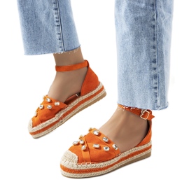 Orange espadriller med Dide cubic zirconia