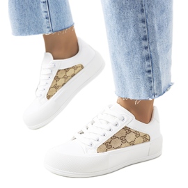 Hvide og brune sneakers på Birkett platformen