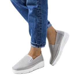 Grå læder sneakers fra Velders