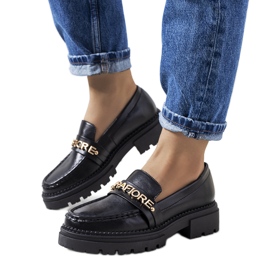 Sorte loafers på høj Louelle-sål