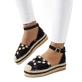Sorte espadriller med Dide cubic zirconia