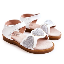 S.Barski Børns lædersandaler Brocade Hearts White Luisa hvid