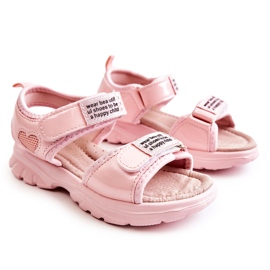 PJ2 Lædersandaler til børn med pink Amoss velcro ['lyserød'] lyserød