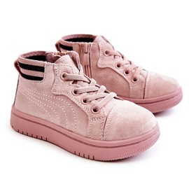 PA1 Højtop-sneakers til børn med pink lynlås lyserød