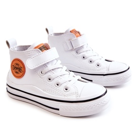 PA1 Børne læder sneakers med velcro hvid bruni