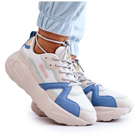 Damesneakers Memory Foam Big Star JJ274600 Beige-Blå hvid