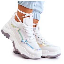 PG1 Hvide Callisto skinnende sneakers til kvinder
