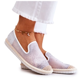 PG1 Espadriller i stof til kvinder med Cubic Zirconia Grå Deimos hvid sølv