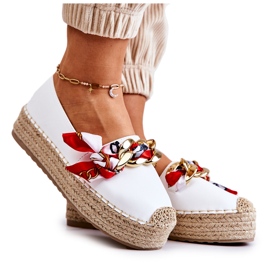 PS1 Dame Læder Espadriller Med En Kæde Hvid Fancy
