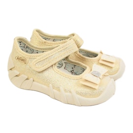 Ballerinaer Pige Hjemmesko Med Velcro Beige Befado