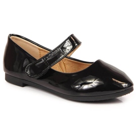 Velcro sortlakerede ballerinaer Jr Potocki