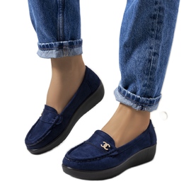 Marineblå loafers på Stapper wedge marine blå