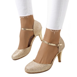 BM Rosetown pumps i skinnende guld gylden