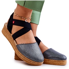 Moderigtige espadriller til kvinder Big Star JJ276035 Sort sølv