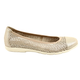 Caprice gennembrudte ballerinaer til kvinder 22151-28 354 Beige - metallic