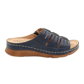 Kvinders flip-flops med en openwork Evento 22SD98-4536 Navy Blue Mønster blå