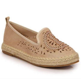 Gennembrudte espadriller med cubic zirconias i beige W S. Barski