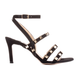 Marco Shoes Sorte ruskindssandaler med dekorative nitter