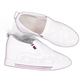 Lædersneakers med hvide gennembrudte kiler W Filippo