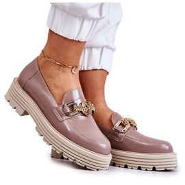 Dame Brogues Sko Gyldent Læder Dekoration Laura Messi 2383 Mørk Beige