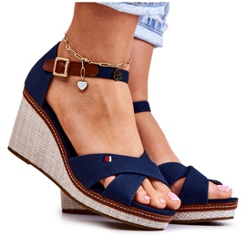 PS1 Marineblå Veenus-sandaler til kvinder på kilehæl