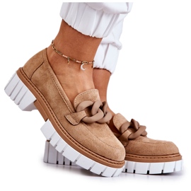 PS1 Ruskindsloafers med mørkbeige Talisa-dekoration