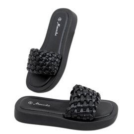 Højhælede sandaler med flettede Elida Black striber sort