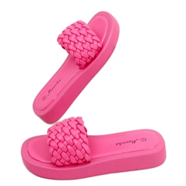 Højhælede sandaler med flettede Elida Fushia striber lyserød