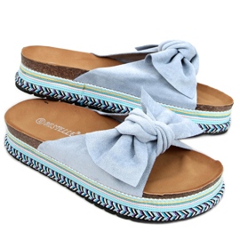 Flip-flops på en udsmykket Lane Blue sål blå