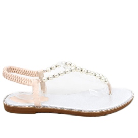 Flip-flops med perler Ofelia Beige