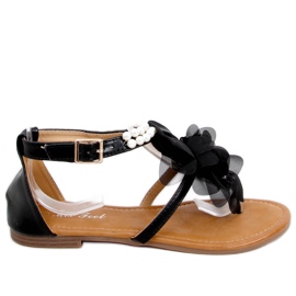 Sandaler med Debby Black perler sort