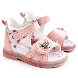 PJ2 Læder børns pink prikkede sandaler lyserød