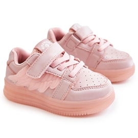 PA1 Børnesportssko i læder med Velcro Pink Angel lyserød