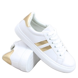 Xina HVID / GULD damesneakers gylden
