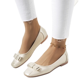Rikkes gyldent skimrende ballerinaer beige