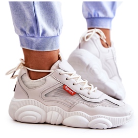 Dame sneakers sportssko med mesh beige sallis