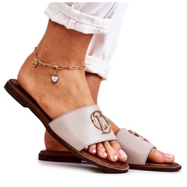 Læder Dame Hjemmesko Nicole 2735 Beige
