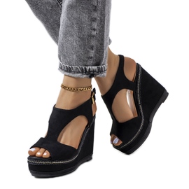 Sorte Zerner kile-sandaler