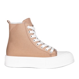 Brune sneakers på høj Natasha-sål beige