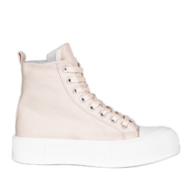 Beige sneakers på høj Natasha sål