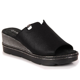 T.Sokolski W SCA167A sorte wedge hjemmesko