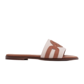 Marco Shoes Elegante hjemmesko lavet af stof kombineret med læder beige