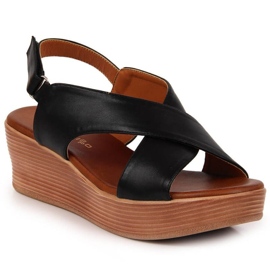Sorte sandaler på kilen Filippo W PAW349A